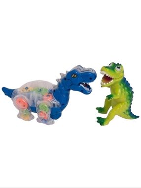 Light-Up Spinning‎ Musical Gear T-Rex Dinosaur & Toy Figure (Lot of 2)